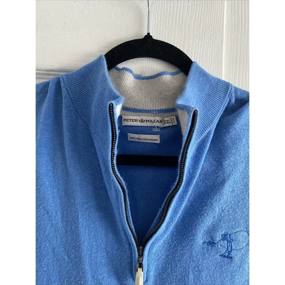 Peter Millar Quarter Zip Sweater‎ Vest Mens Blue Golf Cashmere Blend Size XXL